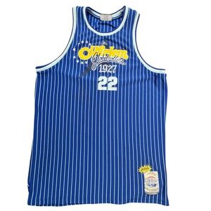 Harlem Globetrotters Platinum Fubu Jersey Mens 2X Blue Pinstripe Basketball